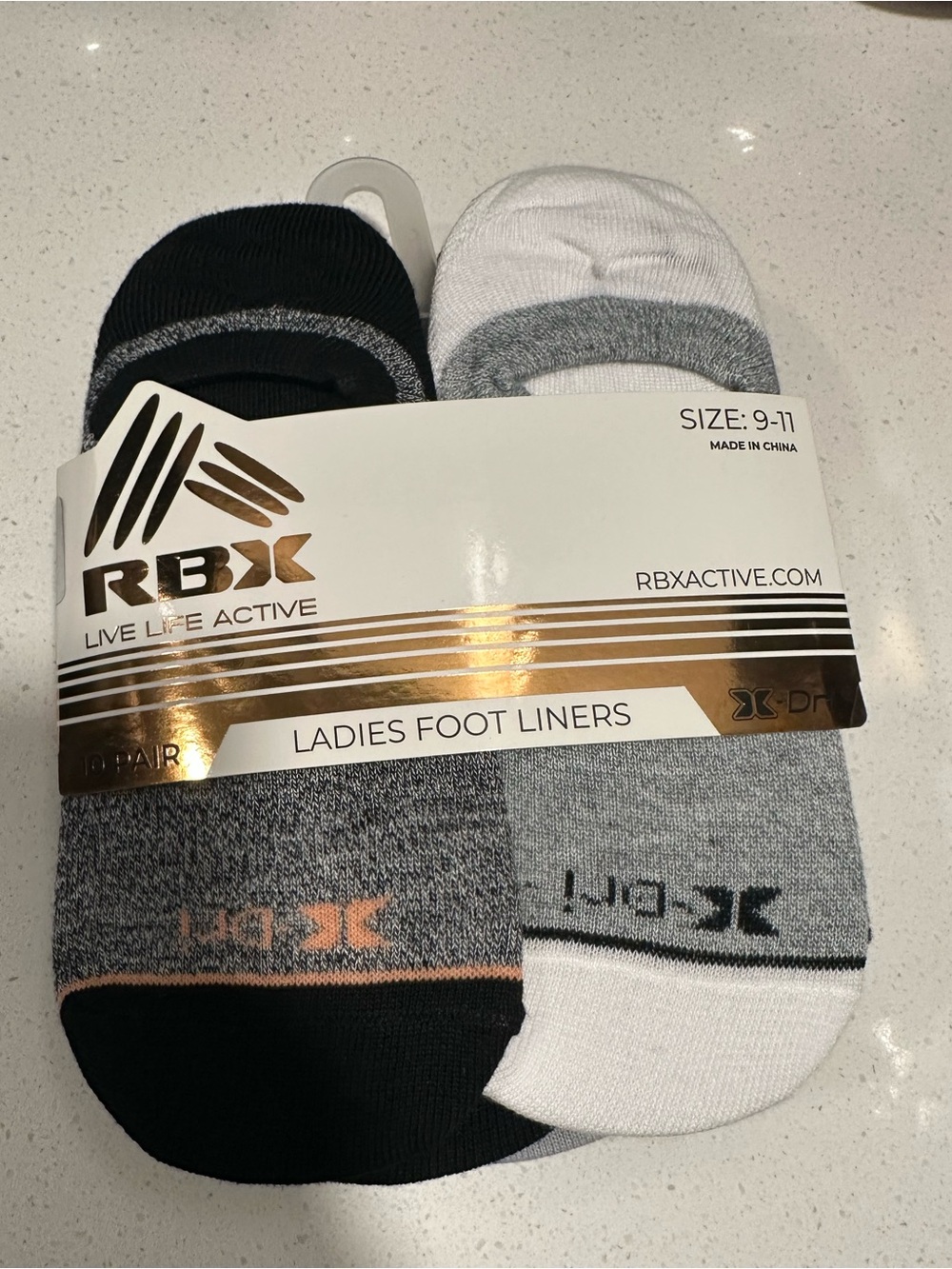 RBX Ladies Foot liner Low cut socks, Black/Gray, 9-11 size 10 pairs